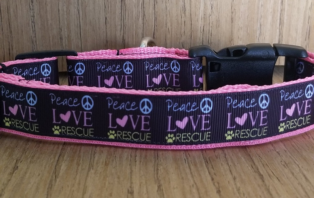 Peace, Love & Rescue Martingale Collar – Pink