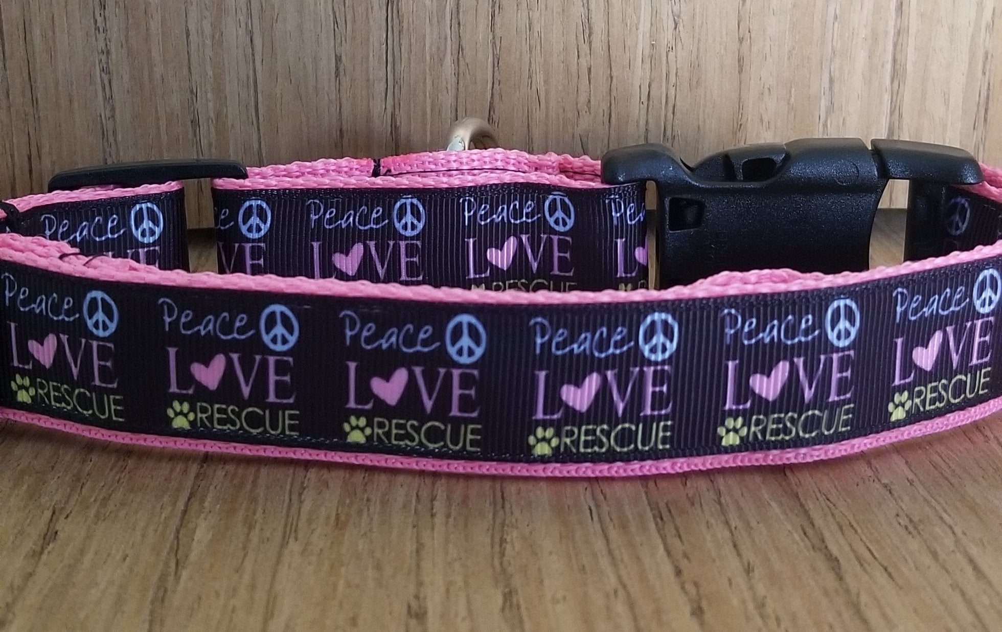 Peace, Love & Rescue Martingale Collar – Pink