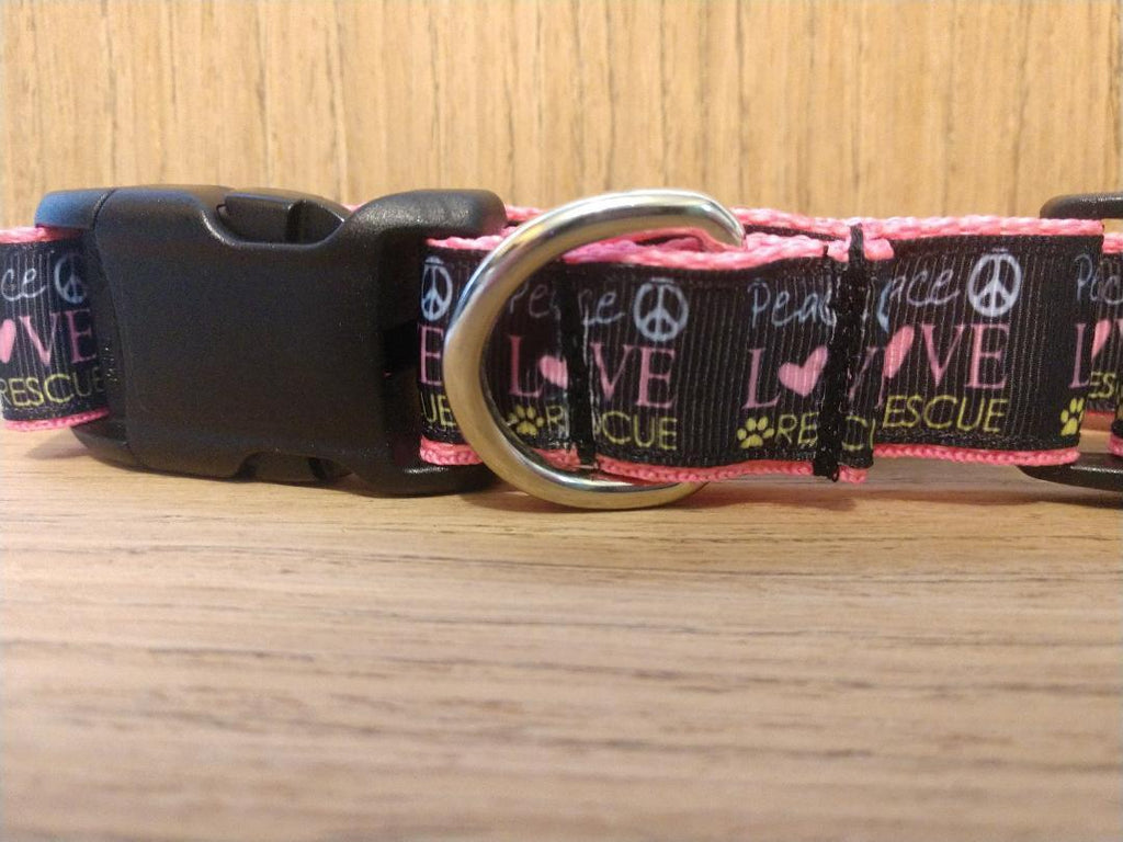 Peace, Love & Rescue Martingale Collar – Pink
