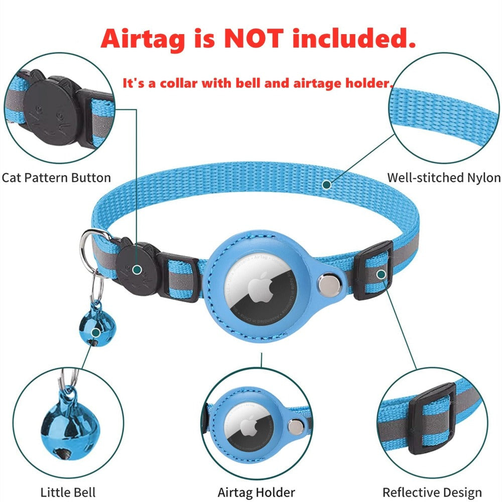 Reflective AirTag Collar for Cats & Dogs – Safety + Tracking